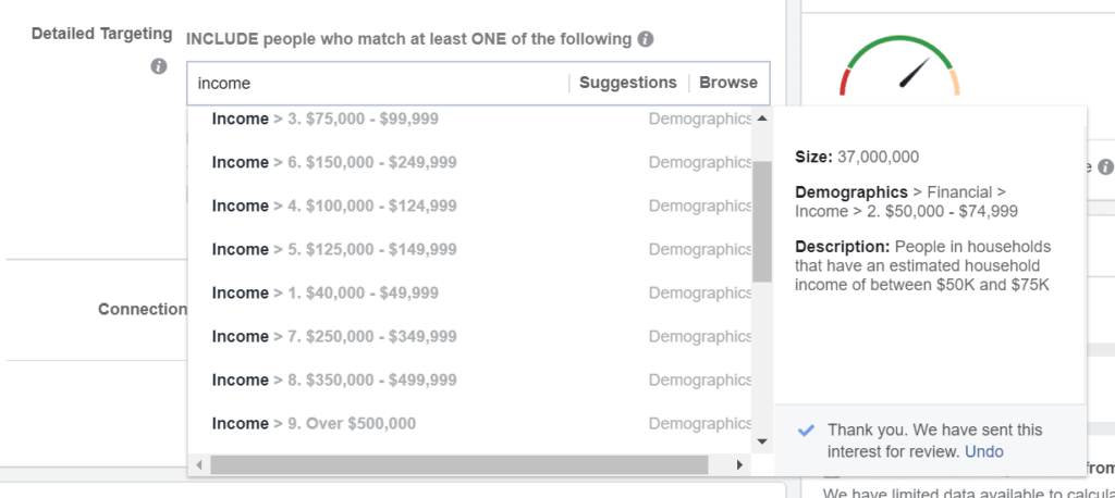 How to target audience on facebook - Income