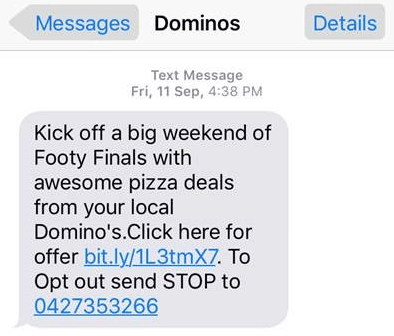 Domino's Marketing Strategy-SMS Marketing