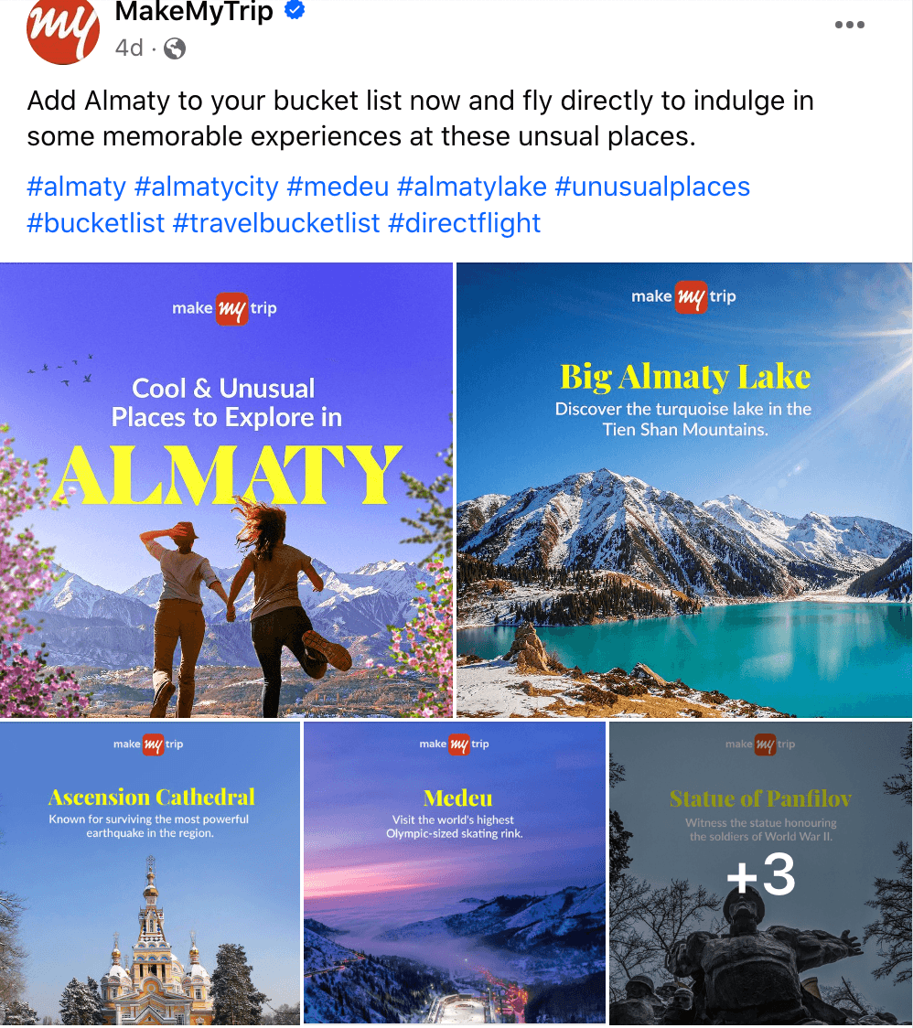 MakeMyTrip travel destination post 