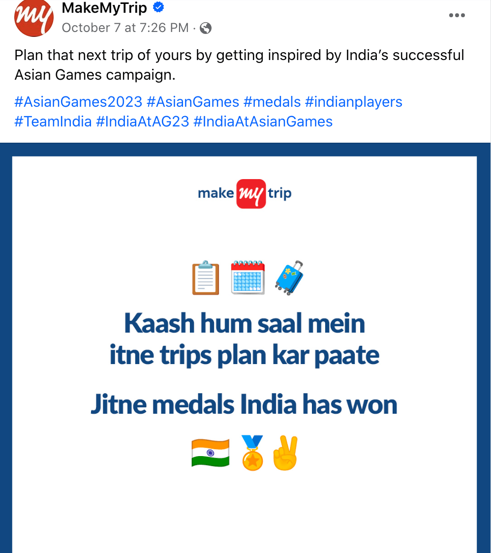 MakeMyTrip momemt marketing post 