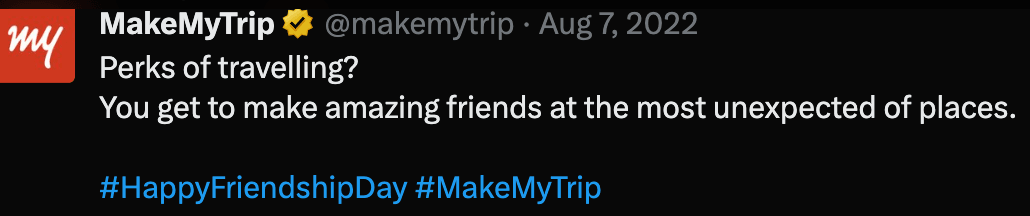 MakeMyTrip twitter hashtag post 