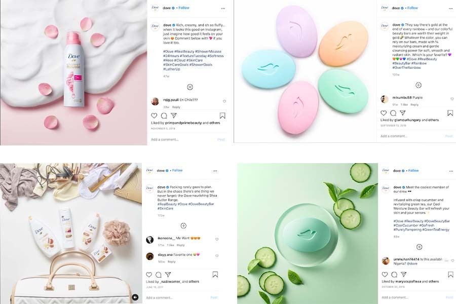 Marketing Strategies of Dove - How Dove Has Evolved - Aesthetics and Colour - Flatlays