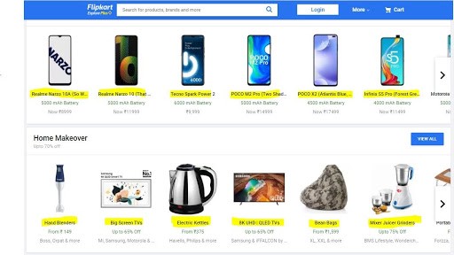 Flipkart Marketing Case Study - Target Audience - Keywords on the Web Pages