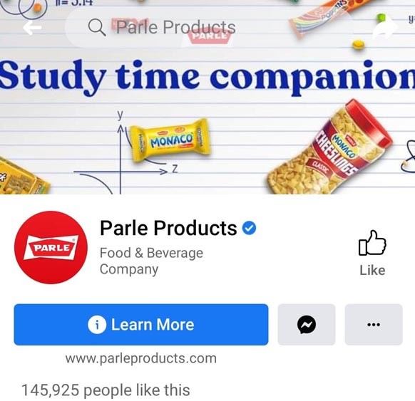 Marketing Strategy of Parle - A Case Study - Digital Presence - Facebook