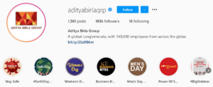 Aditya Birla Instagram Handle | IIDE