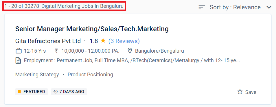 Digital Marketing Courses in Jayanagar - Job Statistics