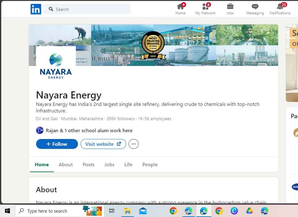 Nayara Energy LinkedIn Profile