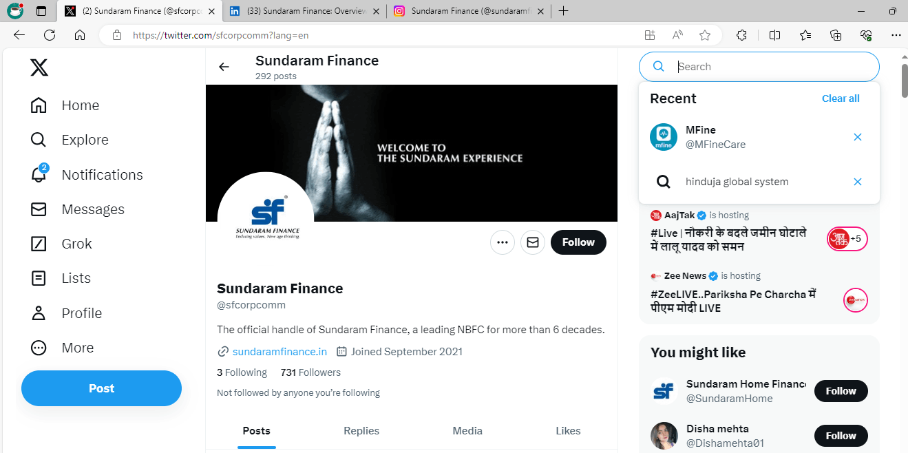 Sundaram finance twitter Profile