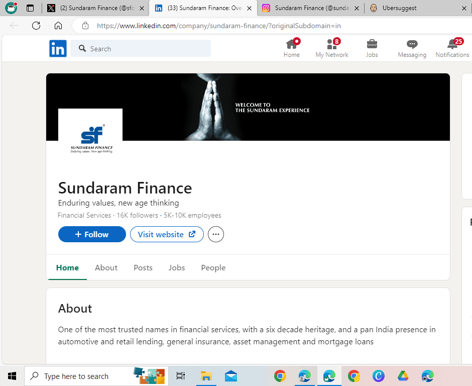 Sundaram finance Linkedin Profile