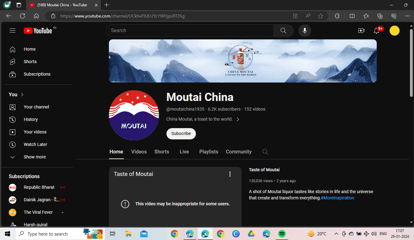 Moutai Youtube Followers