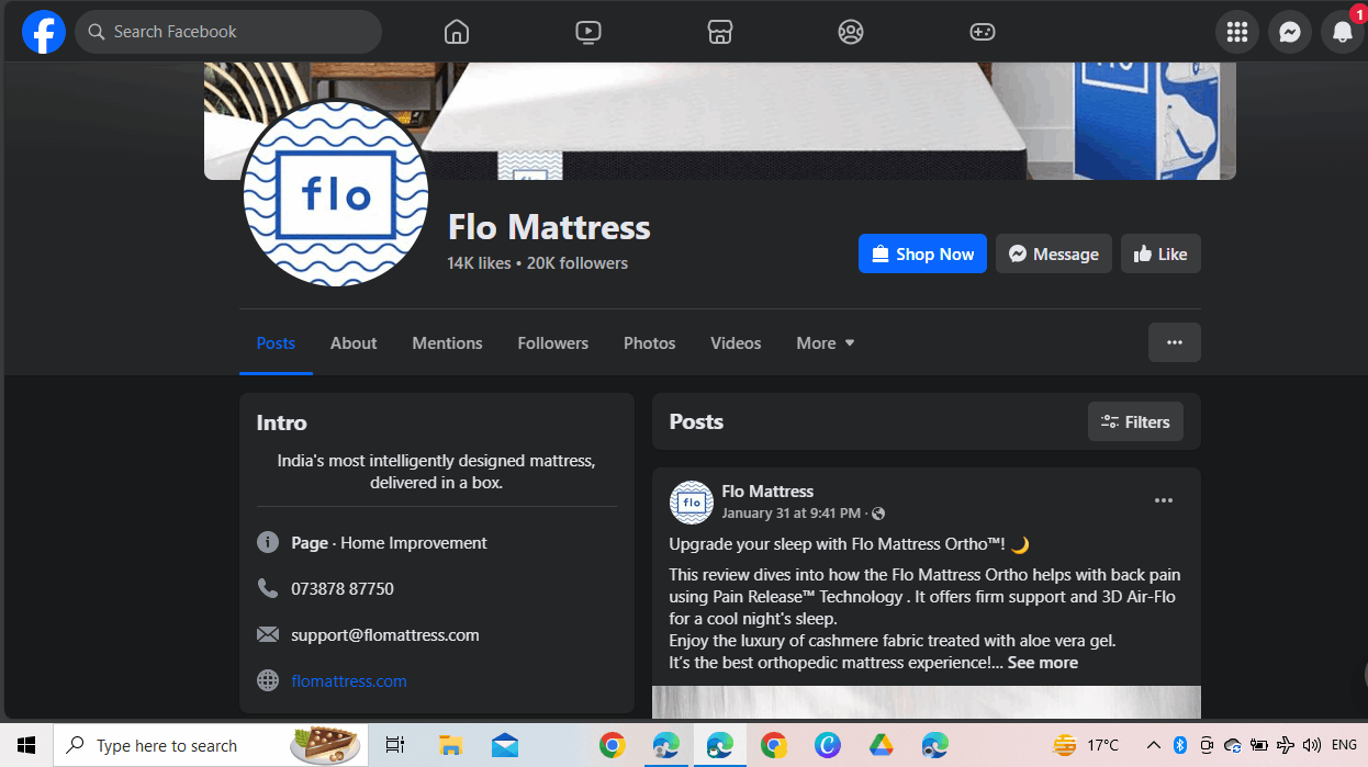 Flo Mattress facebook profile