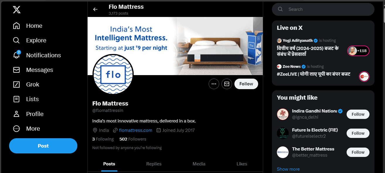 Flo Mattress Twitter Profile