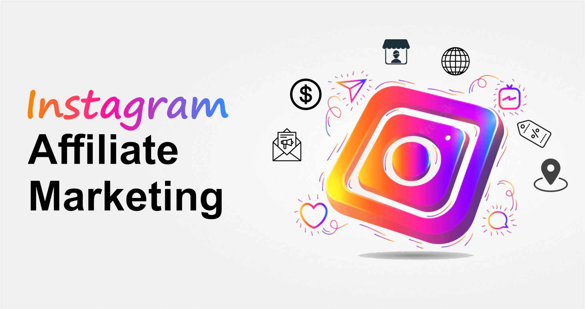 how to earn money from instagram - Image of instagram logo with the words 'Instagram affiliate marketing' written next to it