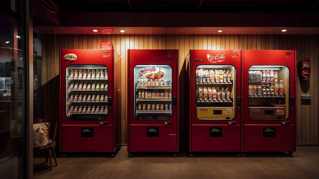 passive income ideas - image of 4 vending machines in the night